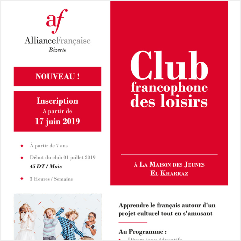 conception-affiche-Alliance-Française-de-Bizerte-club-francophone-de-loisirs-MB-design